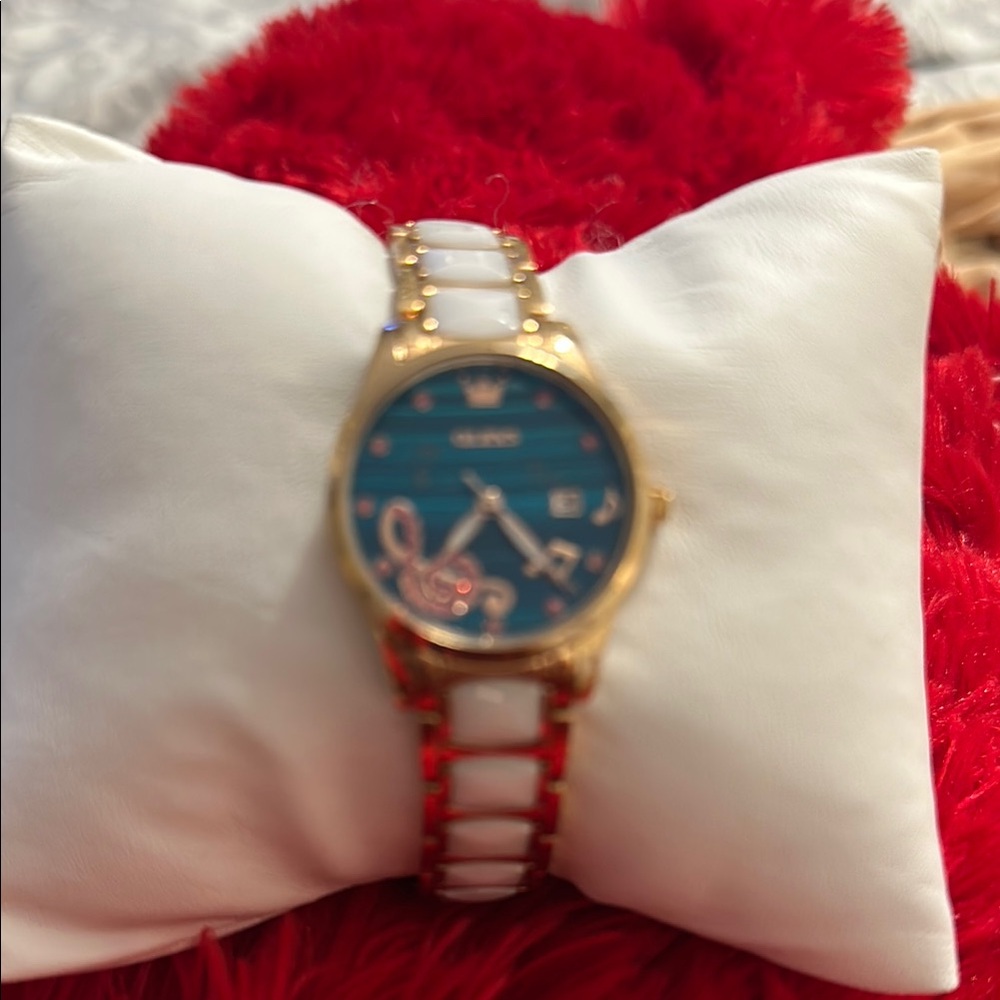 Gold and White Two-Tone Watch with Ceramic Links